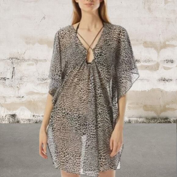 MICHAEL KORS NWT Chain Caftan Coverup Animal Print Size M/L - Picture 1 of 6